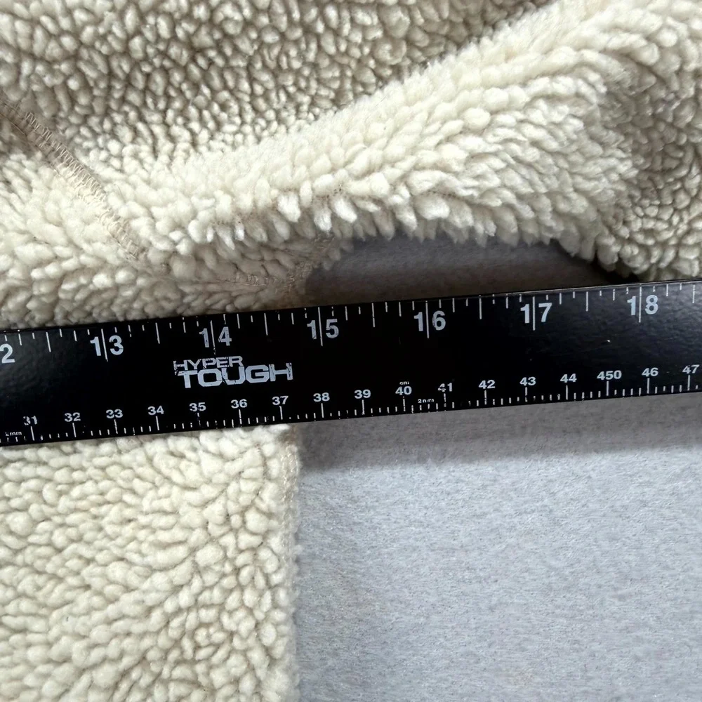 L.L. Bean Sherpa Fleece‎ Long Coat Boys Kids S4 Beige Outerwear Hooded Full Zip